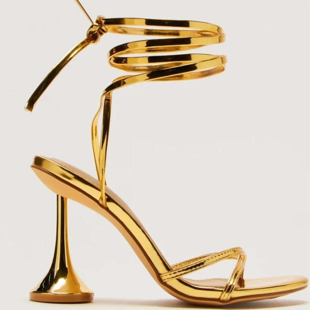 Elegant Gold Spiral Strap Heels